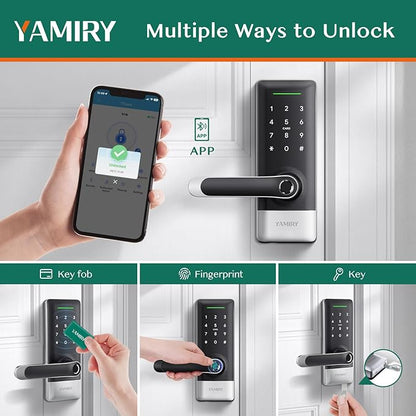 Smart Door Lock, Biometric Fingerprint, Keyless Entry, App Control, 6 Ways to Unlock, DIY Installation (Silver)