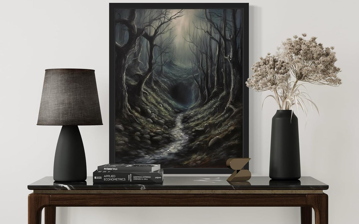 Dark Tunnel Poster Art Print, Halloween Scary Vintage Wall Art Academia Spooky Painting Decoration for Horror Prints, Gothic Posters Bedroom Decor 89 (Dark Tunnel, 8 x 10 inches, Black Frame)