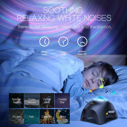 Northern Galaxy Light Aurora Projector with 33 Light Effects, Night Lights LED Star Projector for Bedroom Nebula Lamp, Remote Control, White Noises, Bluetooth Speaker for Parties, Jet Black
