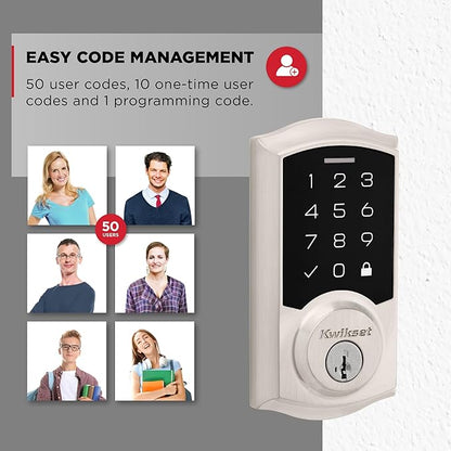 Kwikset SmartCode 270 Keyless Entry Electronic Touchpad Deadbolt Door Lock with Auto-Lock, Custom User Codes, Advanced Security in Satin Nickel Traditional