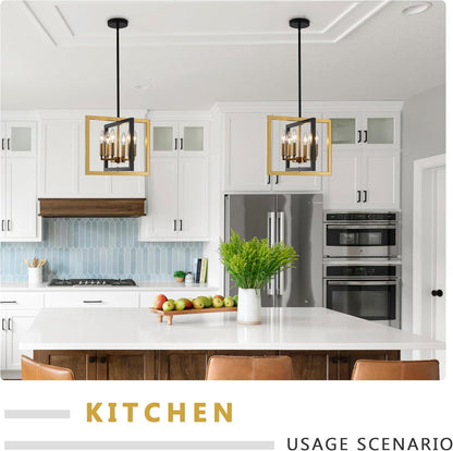 ANKYLHUA Small Black Gold Chandelier,6-Lights Ceiling Light Fixture E12,Adjustable Hight Pendant Lights Kitchen Island,Chandeliers for Dining Room Bedroom,Entryway,Foyer