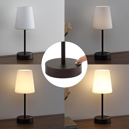JONATHAN Y 12.75" Oil Rubbed Bronze/White Modern Rechargeable Cordless LED Table Lamp, Mini Portable Dimmable Touch Accent Lamp for Bedroom Vanity with Frosted White Glass Shade (JYL7110B)