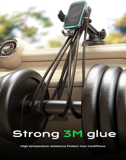 Wireless Car Charger, 15W Fast Charging Auto Clamping Car Phone Holder Mount, [Vent Clip+Suction Cup] Car Phone Holder Wireless Charger with iPhone 16/15/14/13, for Samsung Galaxy Series