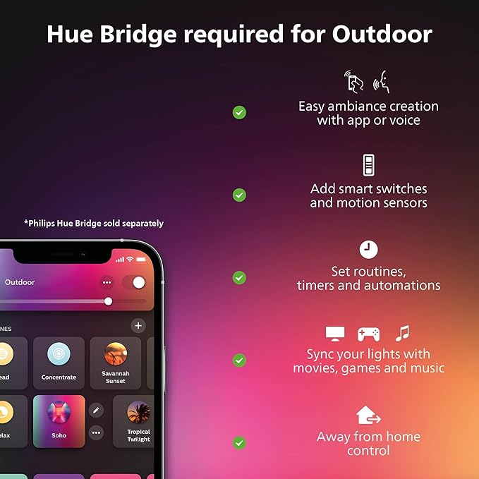 Philips Hue Calla Outdoor Smart Pathway Light, 3 Pack, White & Color Ambiance Walkway LED Lights, Weatherproof Low Voltage Lighting, Requires Bridge and Power Supply, Control with App and Voice