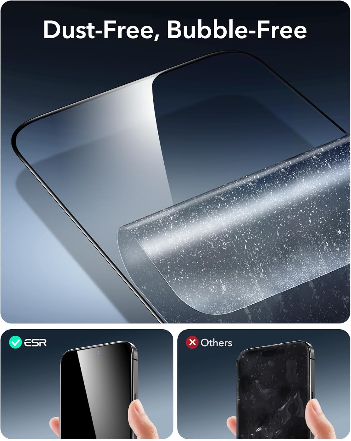 ESR 3 Pack 9H+ Glass for iPhone 15 Pro Screen Protector, [Military Grade Shatterproof & Longest Durable] Armorite Ultra-tough Full Coverage Tempered Glass with UltraFit Tray