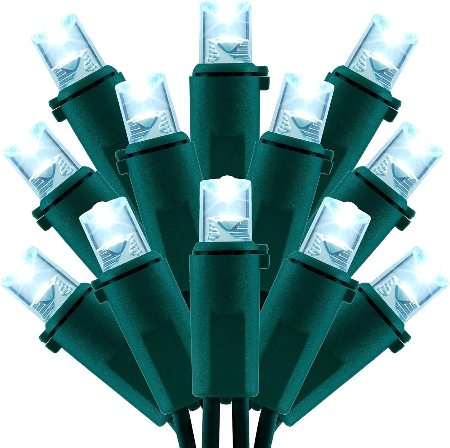 200 Count Cool White Wide Angle LED Christmas Lights, 66 ft Green Wire UL Certified Commercial Grade 5mm Holiday String Light Set (Cool White)