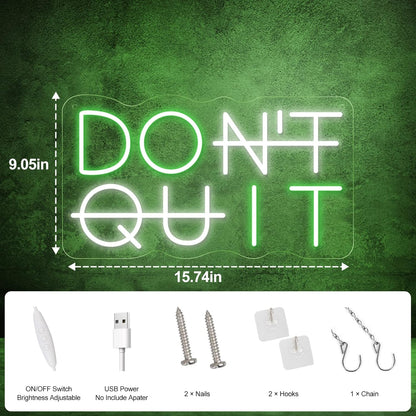 Don't Quit LED Neon Sign for Wall Decor, DO IT Neon Lights Party Decorations, USB Powered Switch LED Lights Adjustable for Office, Gym, Man Cave, Gamer Room Decor