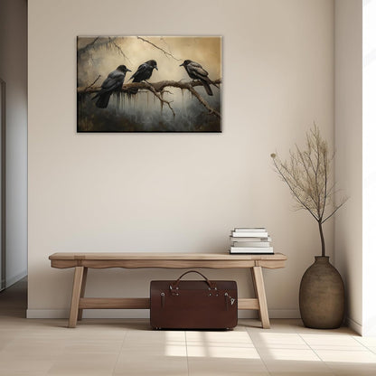 OAAPITI Halloween Decor Vintage Crow Wall Art Retro Art Poster Creepy Raven Picture Print Horrid Cemetery Painting Artwork Home Wall Decor(Artwork-4,12"x18")