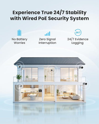 ZOSI 5MP Security Camera System with Audio, 4pcs 4MP Wired Outdoor Indoor PoE Cameras, Smart Person Vehicle Detection, 100ft Night Vision, H.265+ 8CH CCTV NVR for Home, No Monthly Fee (NO Hard Drive)
