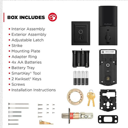 Kwikset Halo Touch Fingerprint Wi-Fi Smart Lock, Keyless Entry Door Deadbolt, Geofence Auto-Unlock, Grade AAA Certified, No Hub Required Easy Install, Matte Black Lifetime Finish Warranty