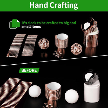 LONGKING 3776 Pieces Self-Adhesive Mirror Tiles, Square Mirror Stickers Mosaic Tiles, Glass DIY Craft Decoration, Disco Ball Tiles(Rose Gold)