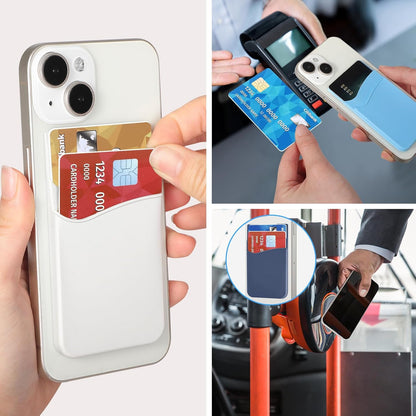 SS Card Holder for Phone Case - Silcone Stick On Credit Card Phone Wallet for Men & Women, Ultra-Thin & Portable, Compatible with iPhone/Android/Samsung Galaxy, Holds Cards & Cash, Hands-Free (5 pack)