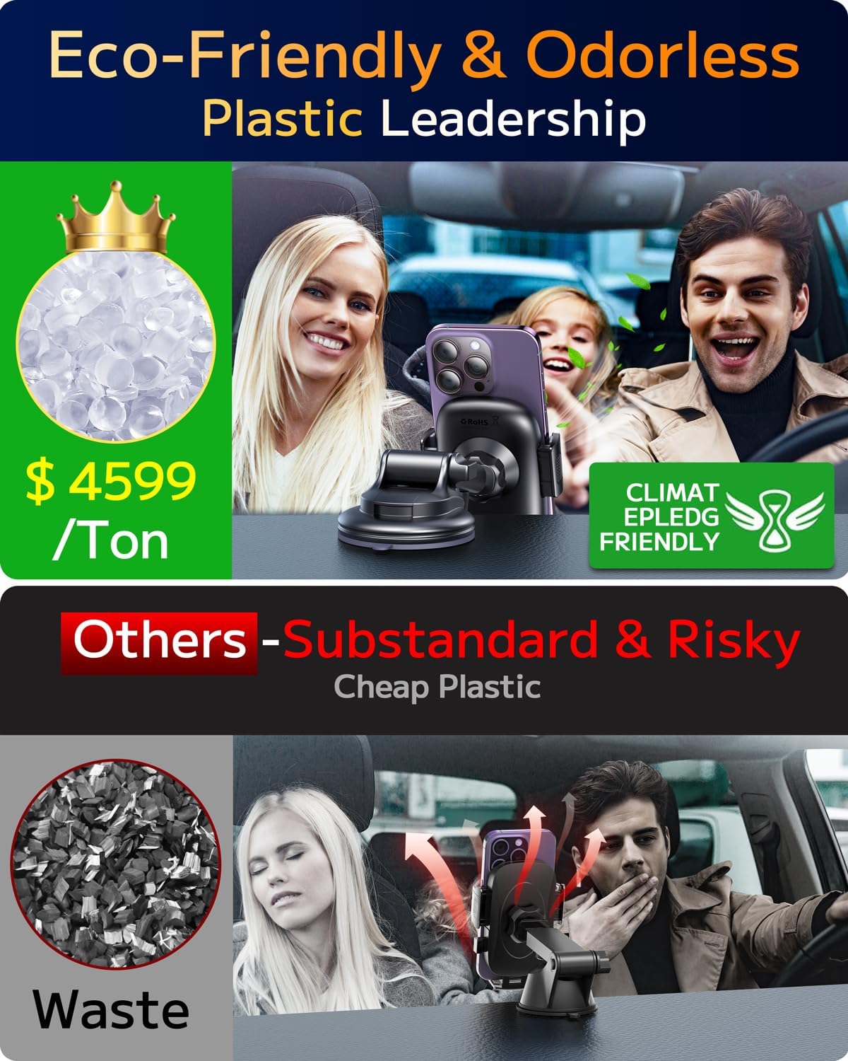 Qifutan Phone Holders for Your Car with Military-Grade Suction Phone Stand for Car [Super Stable] Automobile Car Mount for iPhone Universal Car Dashboard Windshield Mount Fit iPhone Smartphones