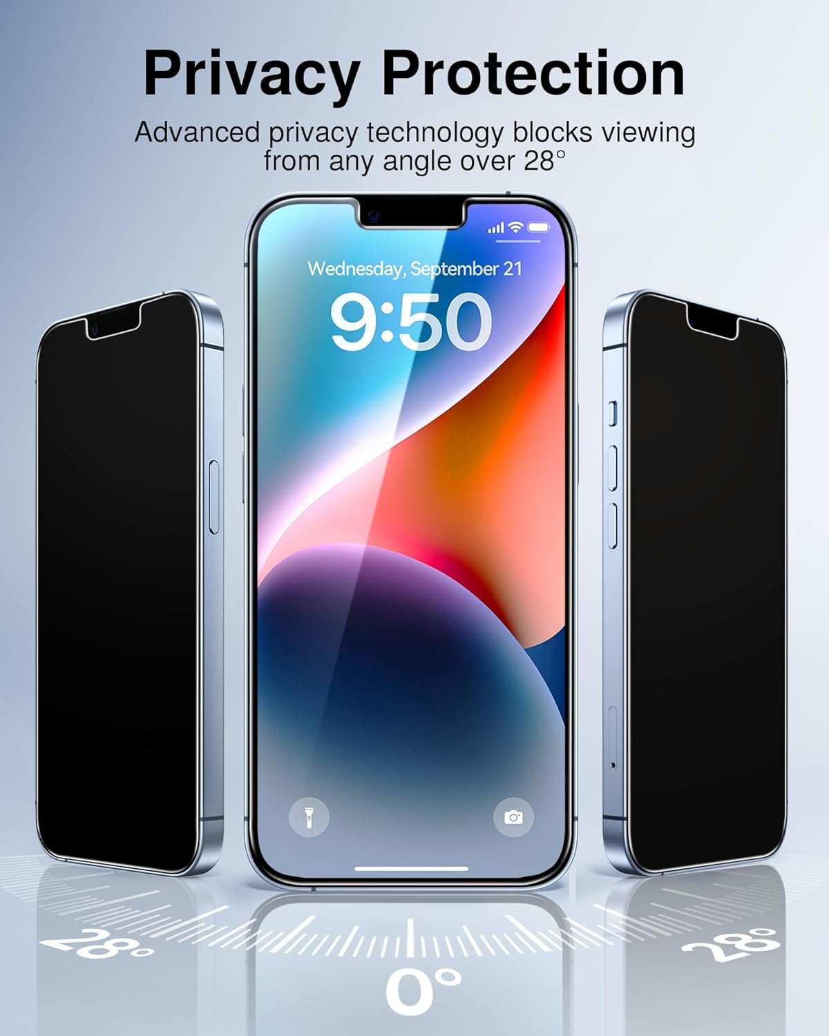 SMARTDEVIL 2 Pack for iPhone 14/ iPhone 13/ iPhone 13 Pro Privacy Screen Protector, [Anti-Spy] [Military-Grade Shatterproof & 9H Hardness] Tempered Glass,Easy Installation,Bubble-Free & Case-Friendly