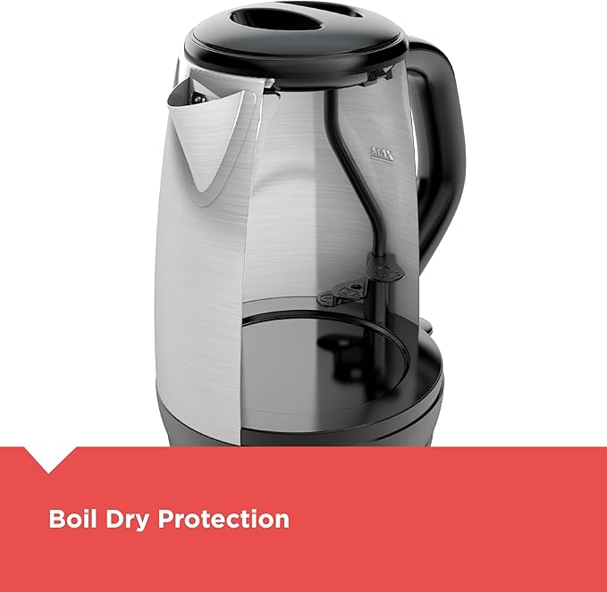 BLACK+DECKER 1.7L Cordless Electric Kettle,KE1700SD,Rapid Boil,Auto Shutoff,Stainless Steel,(Pack of 2)