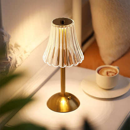 Liliful 1 Pcs LED Portable Cordless Table Lamp Touch Battery Operated Rechargeable Desk Lamp 3 Color Dimmable for Bedroom Living Room Dining (Rose Style,Gold)