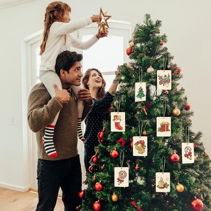 Rectangle Wooden Tags, 50Pcs 2.5 x 3.5 Inch Unfinished Wood Tags Ornaments Blank Square Wooden Slices with Jute Twines for Sign Tags Christmas Home Party Hanging Decoration