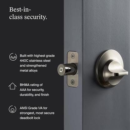 Level Lock+ WiFi Deadbolt Smart Lock - World's Smallest Smart Lock Plus Apple Home Key - Lock/Unlock Anywhere - Level App for iOS & Android - Works with Apple, Alexa, Google (Matte Black)