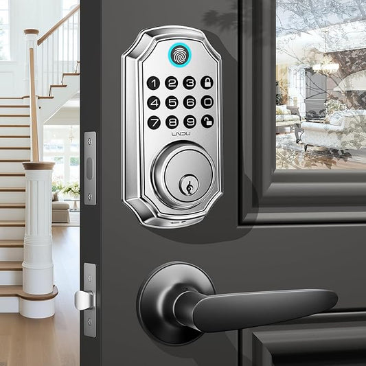 Keyless Entry Door Lock, Smart Deadbolt Lock with Handleset D180 & D280 (Fingerprint & Leveler)