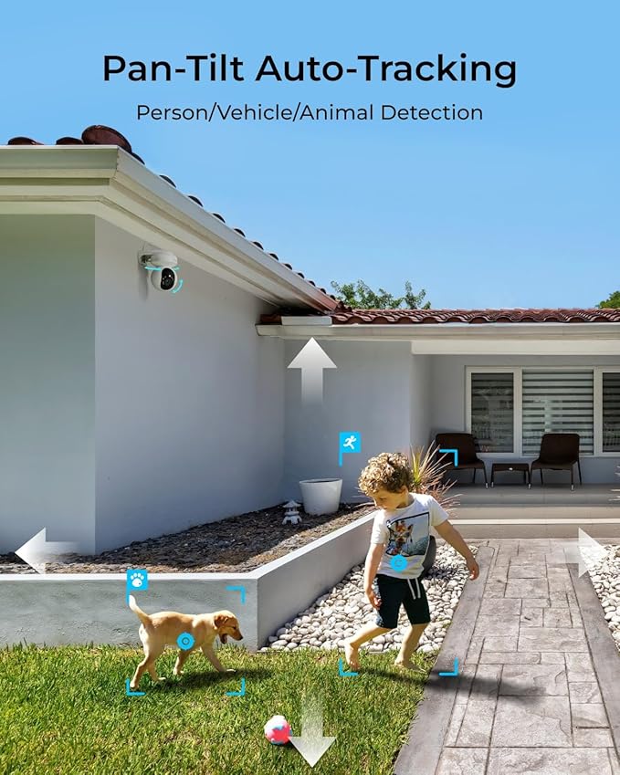 REOLINK 4K PoE Security Outdoor IP Camera with 355° Pan & 50° Tilt, Color Night Vision for Home Surveillance, Auto Tracking, Smart Detection, Two-Way Talk, 24/7 Recording, E1 Outdoor SE PoE