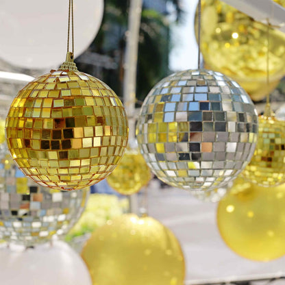 HARFINGTON 8 Sheet 3840 Pieces Self Adhesive Mirror Mosaic Tiles 5x5mm Small Square Mirror Tiles Sticker Disco Ball Stickers Mini Glass Tiles for DIY Craft Party Home Decoration, Rose Gold