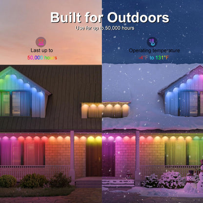 Permanent Outdoor Lights,Intelligent RGB+IC Outdoor Lights with a Wide Range of Scene Modes, IP67 Waterproof for Christmas Decorations,with App/Remote Control (100FT)
