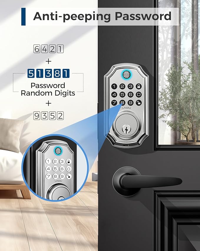 Keyless Entry Door Lock, Smart Deadbolt Lock with Handleset D180 & D280 (Fingerprint & Leveler)