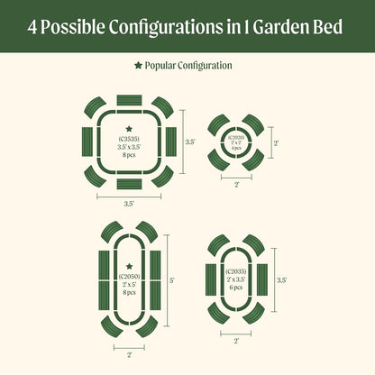 Vego garden 32" Extra Tall Raised Garden Bed Kits, 4 in 1 Modular Raised Planter Box for Vegetables Flowers Fruits Oval Metal Raised Garden-British Green