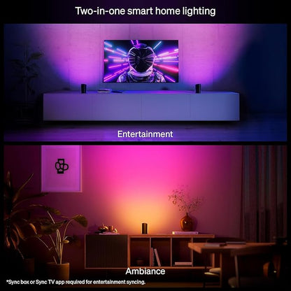 Philips Hue Play Smart Wall Washer, 2-Pack, Black, White & Color LED Lights with ColorCast Technology, Wall Washer Lighting Compatible with Bluetooth