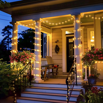 JMEXSUSS 2 Pack Solar String Lights Outdoor Waterproof - Total 400 LED 151FT Solar Christmas Lights Outdoor, 8 Modes Warm White String Light for Outside Patio Yard Tree Garden Christmas Decorations