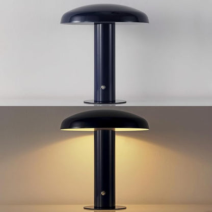 JONATHAN Y 11" Navy Rechargeable LED Mushroom Table Lamp, Cordless Portable Dimmable Mid-Century Modern Accent Lamp, with Metal Shade, Touch Sensor (JYL7114F)