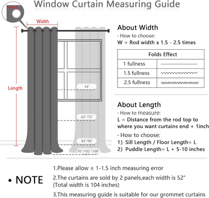 MYSKY HOME 100% Blackout Curtains for Bedroom White Blackout Curtains 54 Inches Long Thermal Insulated 2 Panels Short Kitchen Curtains with White Pom Pom Sheer Room Darkening Grommet, 52 x 54 Inch