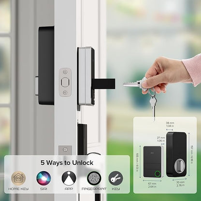 X3 Apple Home Key Door Lock Deadbolt, iOS ONLY, Smart Keyless Entry Door Lock with Fingerprint, Works with HomeKit Over Thread (Border Router), Voice/App/Remote Control, IP65 Weatherproof, Silver