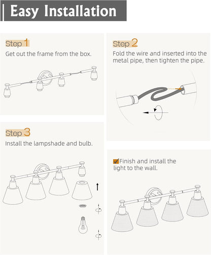 FEMILA Vanity Lights, 4-Lights Bathroom Light Fixtures Over Mirror, Antique Brass Wall Sconces Lamp with Hammered Metal Shade Finish, 4FG59B-4W BG