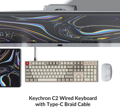 Keychron C2 Full Size Wired Mechanical Keyboard Compatible with Mac, Keychron Brown Switch, 104 Keys ABS Retro Color Keycaps Gaming Keyboard for Windows, USB-C Type-C Braid Cable
