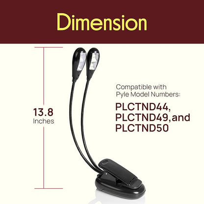 Pyle Clip On Desk Lamp with Gooseneck, Dual LED Adjustable Clip On Desk Lamp Light with USB or Battery Power, Brightness Control, Suitable for Desks, Tables, Lecterns, and Reading