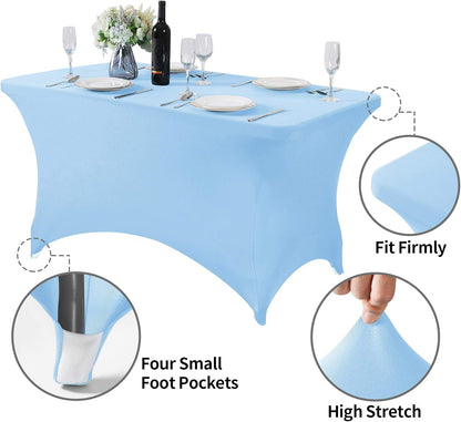 Spandex Table Cover for 4FT or 6ft or 8ft Table Universal Fitted Stretch Tablecloth for Party, Banquet, Wedding and Events-Blue Mist