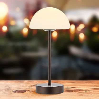 JONATHAN Y 12.5" Oil Rubbed Bronze/White Modern Rechargeable Portable LED Table Lamp, Cordless Dimmable Touch Accent Lamp with White Frosted Glass Shade for Bedroom Living Room Bar Vanity (JYL7109B)