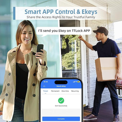 Smart Lock with Handle Set, Biometric Fingerprint Keyless Entry Deadbolt, Electronic Digital Keypad with App Control & Auto-Lock for Front Door, Home, Airbnb & Rental, Satin Nickel