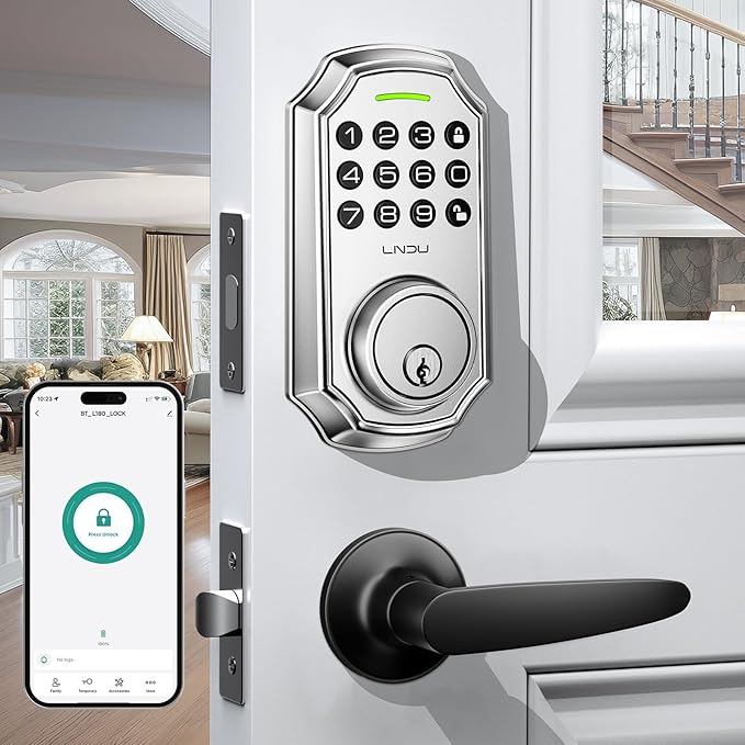Keyless Entry Door Lock, Smart Deadbolt Lock with Handleset D180 & D280 (Keypad & Leveler)