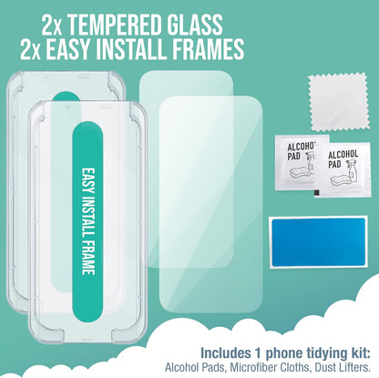 Smartish 2-Pack Tempered Glass Screen Protector for iPhone 15 Pro Max - Tuff Sheet - Easy Install Frame [Scratch Resistant] Case-Friendly - Dynamic Island Compatible - Clear 2-Pack