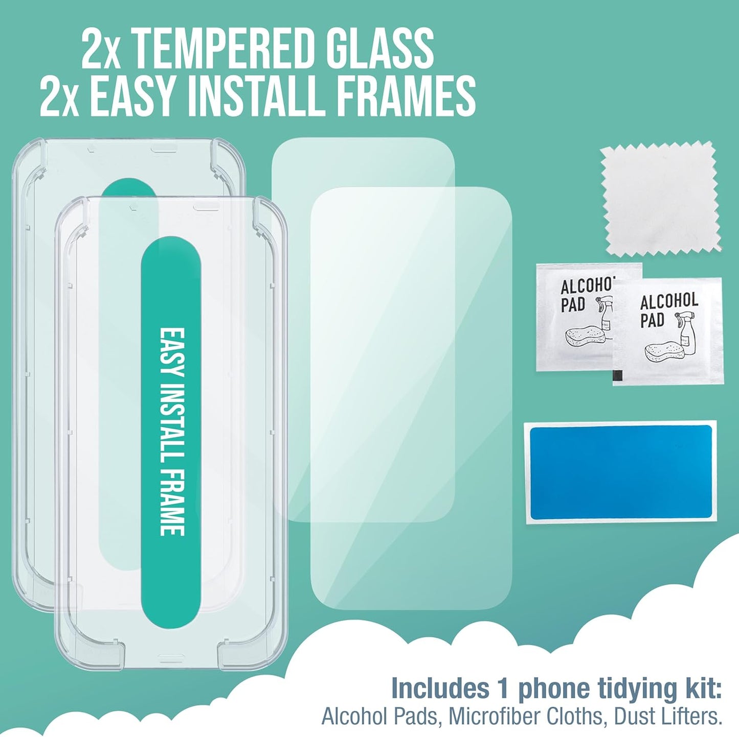 Smartish® iPhone 15 Screen Protector - 2-Pack Tempered Glass Screen Protectors - Tuff Sheet - 9H Easy Install Frame [Scratch Resistant] Case-Friendly- Dynamic Island for Apple iPhone 15