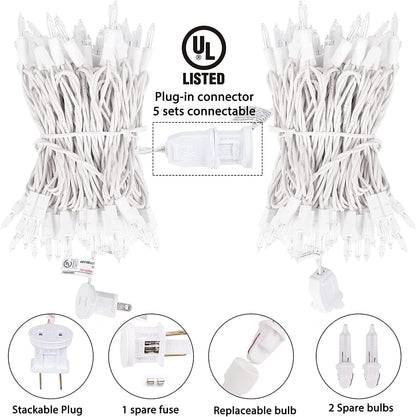 Brightown Christmas String Lights 2 Pack Clear Warm White Mini Lights Plug Powered Waterproof for Indoor and Outdoor Use, 25 Feet for Christmas Tree Party, Wedding Holiday Patio Xmas Decorations