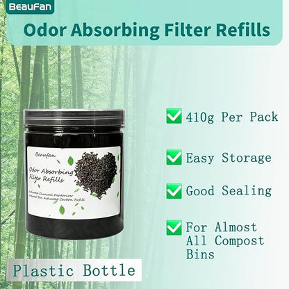 4 Canisters Odor Absorbing Carbon Filter Refills for Smart Waste Kitchen Composter, 12-Month Supplement, Replacement Activated Charcoal Filters Compatible with Electric Countertop Compost Bin, 1.55 LB