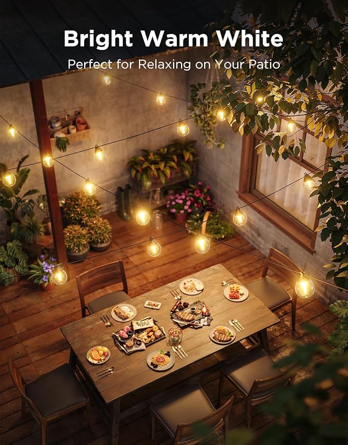 Govee Outdoor Clear Bulb String Lights 144ft, RGBWIC Smart Outdoor Lights with 45 Dimmable LED Bulbs, 111 Scene Modes, IP67 Waterproof Shatterproof, Works with Alexa, Google & Matter for Patio