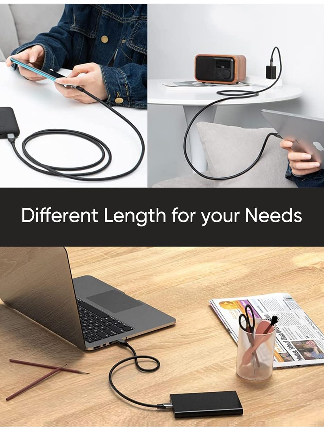 CableCreation USB C to USB A Cable 1FT,USB 3.1 USB 3.2 Gen2 10Gbps USB A to C Data Cable, Android Auto Cable 3A for USB C External SSD MacBook Pro iPad S21, iPhone 16/15 Pro Max Plus,0.3m
