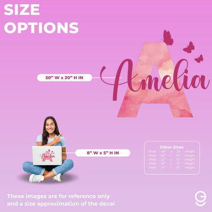 Custom Stickers Name Wall Decor I Personalized Name Sign for Room Decor | Multiple Custom Name & Initial I Decal for Baby Girl Nursery Decor I Nursery Wall Decal for Baby (C. Pink Sky)