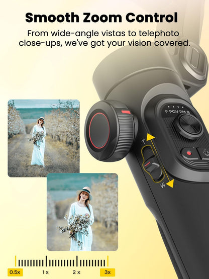 XE AI Version,Gimbal Stabilizer for Smartphone,NO APP AI Tracking, Gesture Control,360°Inception Gimbal with TikTok YouTube,3-Axis Foldable Handheld Tripod for iPhone& Android,Black