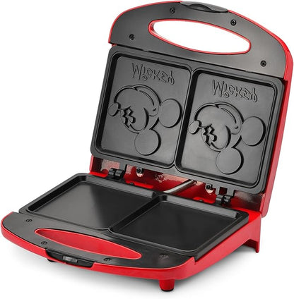 Disney Mickey Mouse Sandwich Maker by Select Brands - Electric Sandwich Maker with Nonstick Cooking Plates & Locking Lid - Cooking Appliance with Indicator Lights - Kitchen Essential for Home & Dorms