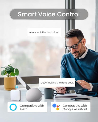 DESLOC B200L Fingerprint Smart Lock with Handle, Keyless Entry Door Locks for Front Door and Bedrooms, App Control, Touchscreen Keypad, Auto-Lock, 12-Month Battery, Emergency Power Port, IP54 Silver